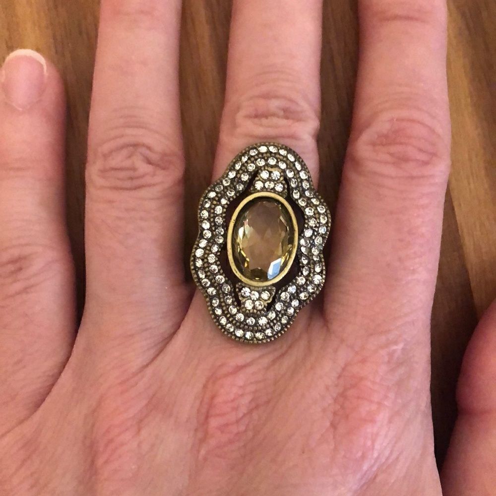 Chloe and Isabel | Pavé North South Ring | Citrine | Size 7